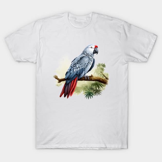 African Grey Parrot T-Shirt by zooleisurelife